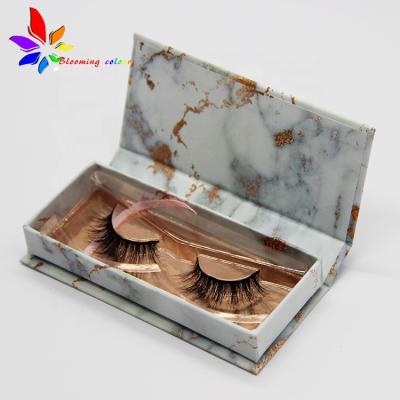 China Full Strip Lashes Marble Texture Paper Mink Lashes Magnetic Packaging Box for sale