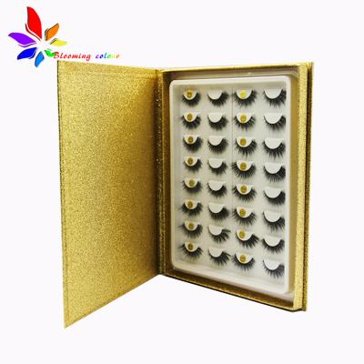 China Full Strip Lashes Custom Wholesale Mink Eyelashes Packaging Box 16 Pairs Lashes Plastic Tray Book With Your Logo for sale