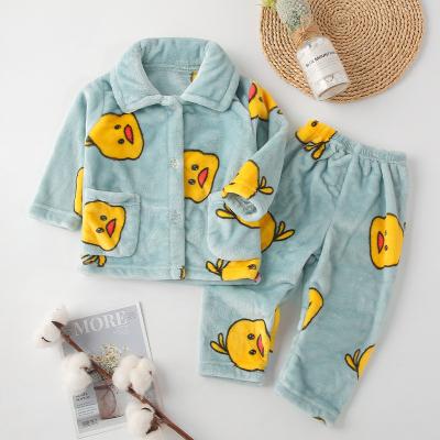 China K11Boys&Girls Autumn Winter Home Wear Kids Thermal Coral Flannel Printed Pajama Sets for sale