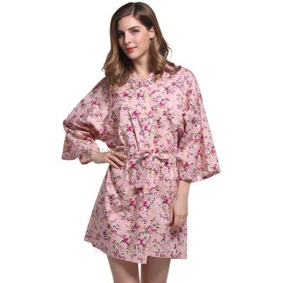 China New Arrivals WH52 Good Quality QUICK DRY Women's Cotton Nightgown Bathrobe Bridesmaid Robes Blush for sale