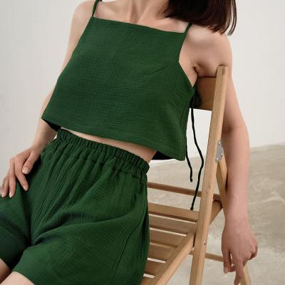 China 2022 summer new cotton QUICK DRY camisole loose women's top green slim comfortable pajamas loungewear for sale