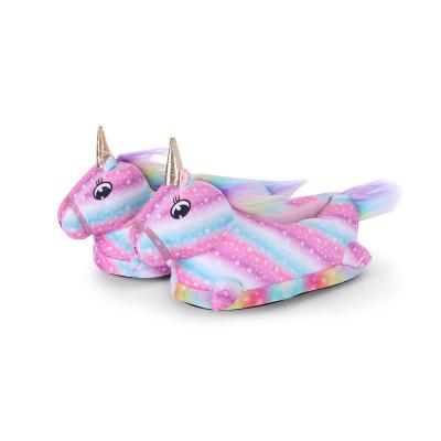 China Wearable unique design of color cotton slippers for women cartoon slippers unicorn shape bedroom slippers for sale