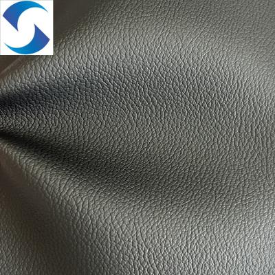 China Anti-Mildew PVC Leather Fabric with 100% Polyester Knitted Backing Synthetic Embossed Synthetic black  Leather fabric zu verkaufen