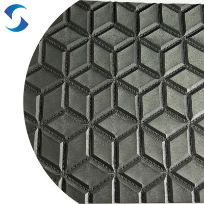 China Stain Resistant Durable Artificial Leather Fabric For Mat 3D Emboss Pattern Three Dimensional PVC Leather for sale