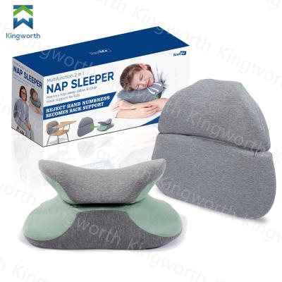 China PORTABLE Neck Support Foldable Nap Memory Foam Pillow Removable Sleeping Desk Nap Pillow for sale