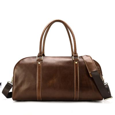 China Fashionable Luxury Custom Duffel Bag With Logo Black Genuine Leather Duffle Bag With Shoe Compartment for sale