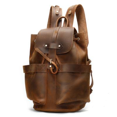 China Custom Genuine Leather Waterproof Sport Hiking Rucksack Laptop Backpack for sale