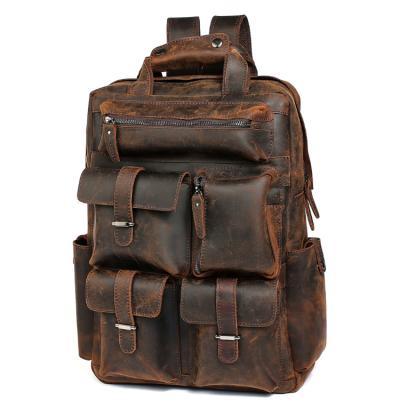 China Waterproof Wholesale Real Leather Men's School Backpack School Bag for sale