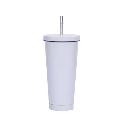 China Sustainable wholesale protable stainless steel tumbler cups double wall water bottle with straw for sale