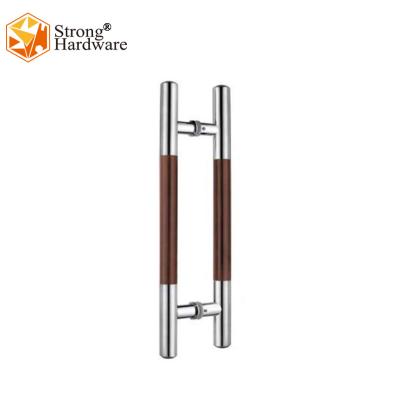 China Stainless Steel Easy Folding Glass Door Sliding Installation DH-050 Wooden Pull Handle for sale