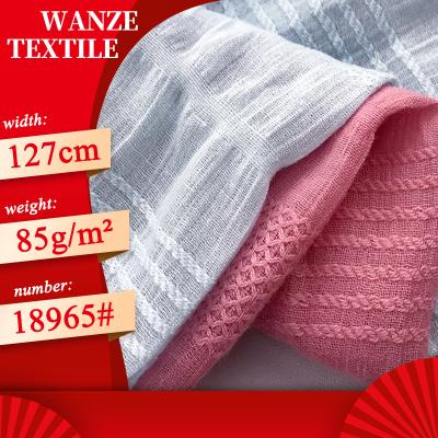 China Breathable Basket Stripe Wrinkle Cotton Stretch Fashion Fabric Bamboo Jacquard 100% Wide Woven Fabric for sale