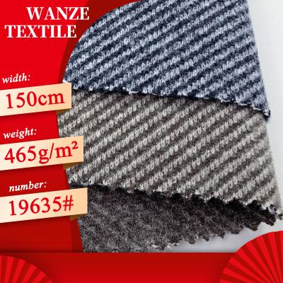 China Breathable Cationic Polyester Blended Yarn Dyed Wool Fabric 465gsm Tweed Coat Fabric Large Wanze for sale