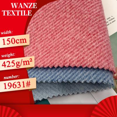 China Breathable large woolen fabric twill tweed 425gsm heavy single face wool fabric wanze for sale