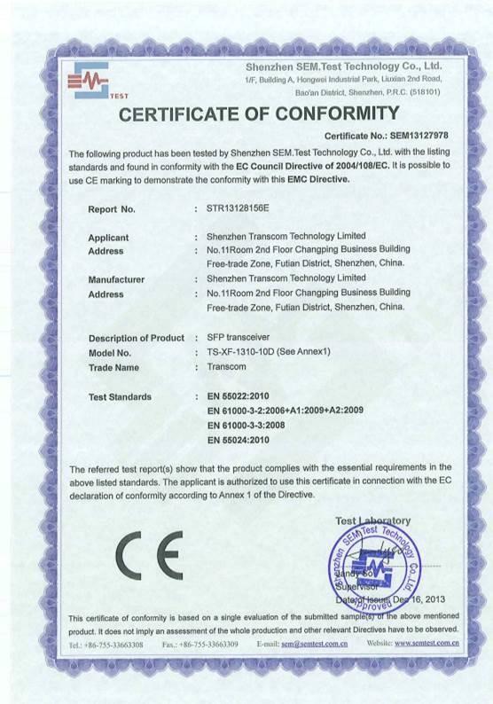 CE - Shenzhen Transcom Technology Limited