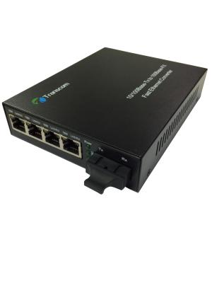 China 10/100/1000M SFP Gigabit Ethernet Media Converter Single Mode DC Powered for sale