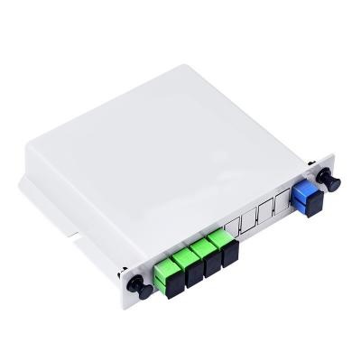 China 1x4 Cassette PLC Fiber Optic Splitter 4 Way Box Type FTTX Network Application for sale