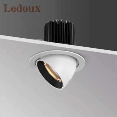 China LEDOUX Manufacturer Tri Color Adjustable Modern Aluminum 10W 15W 20W 30W LED Downlight Black LED Downlight for sale