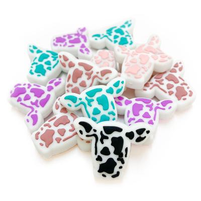 China Soft Toy New Food Grade Cute Shape Teething DIY Jewelry Accessories Focal Loose Silicone Cow Beads for sale