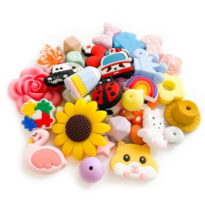 China Soft Toy Hot Selling Animal Chewable Beads DIY Pacifier Chains Accessories BPA Free Baby Teether Beads for sale