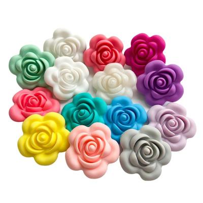 China Soft Toy BPA Free Colorful Rose Flower Shape DIY Necklace Pendant Making Silicone Flower beads for sale