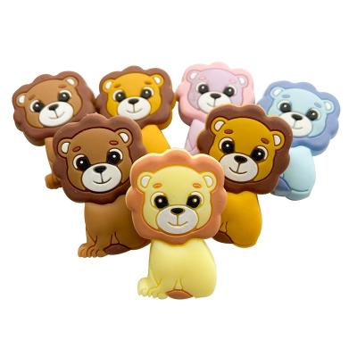 China Soft Toy Hot Sale Bpa Free Silicone  Lion Bead Diy Accessories Funny Teeth Toy Silicone Beads  For Pens for sale