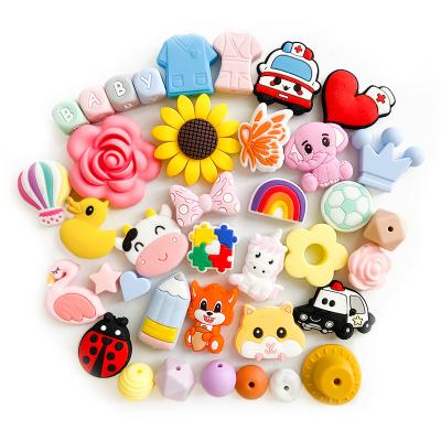 China Soft Toy Factory Custom Silicone Charms Focal Beads For Pen Making DIY baby Pacifier clip Accessories Jewelry Silicone teething Beads for sale