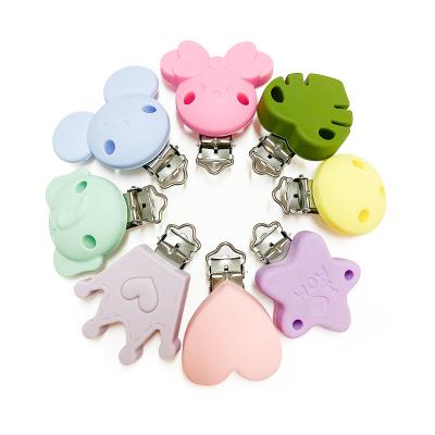 China Soft Toy Custom BPA Free Silicone Pacifier Clips for Baby dummy teething holder chain for sale