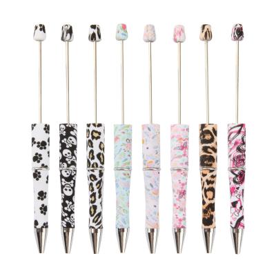 China Office & School Pen New pattern DIY beads charms craft printing colorful printed plastic beadable pen for sale