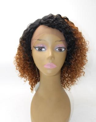 China Jerry Curl Ombre Brown Color Lace Front U Part Wig Brazilian Curly Hair Wigs For Women Swiss Straight HD Part Lace Wig With Free Eyelash for sale