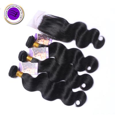 China Hair Elee 10A Grade Body Wave Virgin Hair Bundle With Closure , Brazilian Hair 3 Bundles for sale