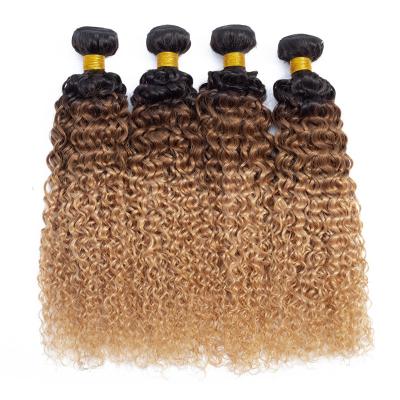 China Wholesale Raw Unprocessed Body Wave Virgin Brazilian Ombre Curly Hair Extension, 2018 Hot Selling Kinky Curly Hair Weave Bundles for sale