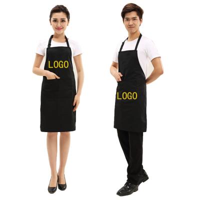 China Modern Simplicity Wholesale Custom Printed Apron Black Chef Kitchen Apron 100% Cotton Waiters And Waitresses for sale