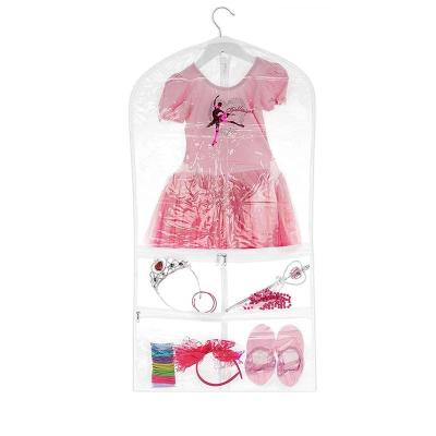 China Eco-friendly Costumes Hanging Travel Storage For Clothes Kids PVC Clear Costume Garment Bag For Dance for sale