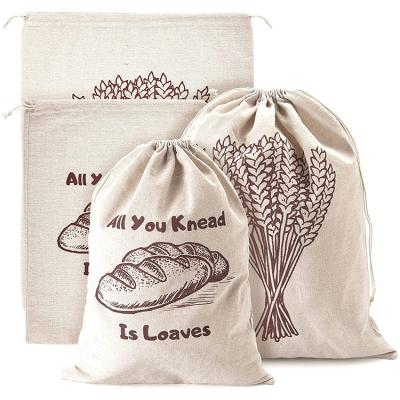 China Customized eco friendly logo eco pouch cotton drawstring tote canvas bag for bread for sale