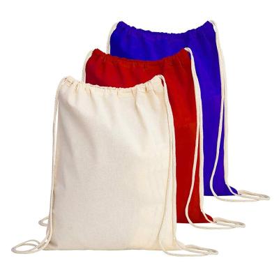 China Promotional Customized Eco-friendly Cotton Backpack String Gym Bag Canvas Webbing Sport Strap Drawstring Bag For Men for sale