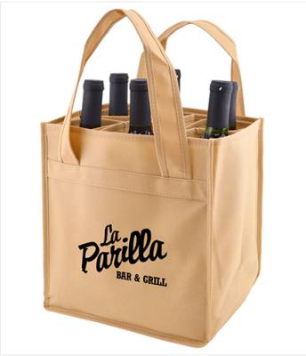 China Customized Reusable Wholesale Custom Printed Reusable Nonwoven Reusable Gift Bag Eco-Friendly Extra Large Logo 6 Bottle Wine Tote Bag for sale