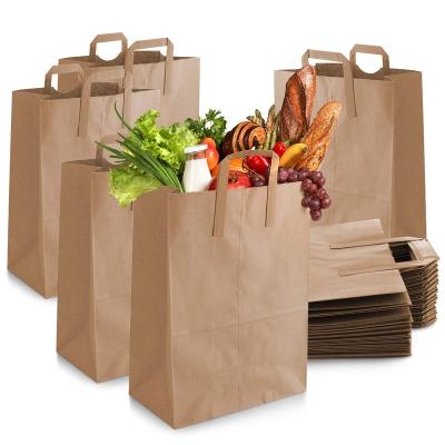 China Large Eco - Friendly Durable Brown Paper Grocery Bag With Handle For Supermarket Shopping for sale