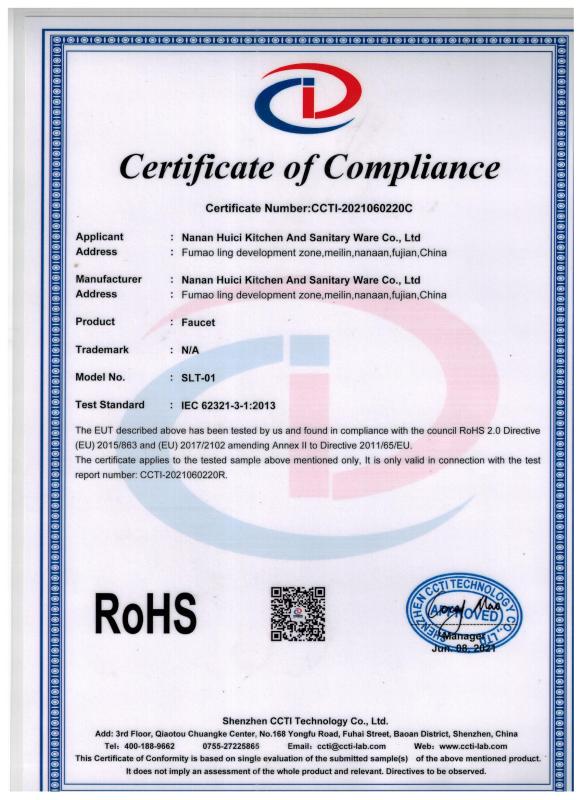 RoHS - Nanan Huici Kitchen And Sanitary Ware Co., Ltd.