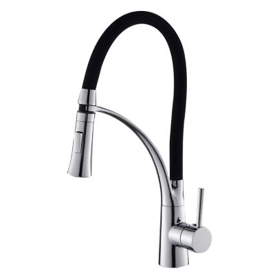 China Sense Faucets Black Rubber Pull Down Single Handle UPC Kitchen Faucet for sale