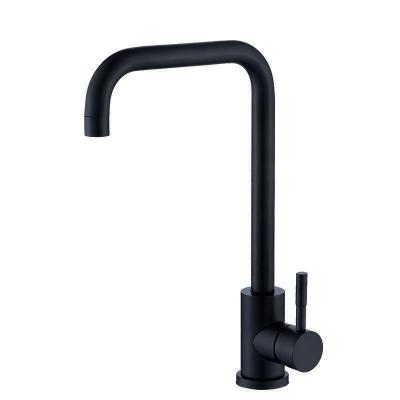 China Sense Faucets Matte Black 304 Stainless Steel Goose Neck Kitchen Sink Faucet Single Lever Faucet for sale