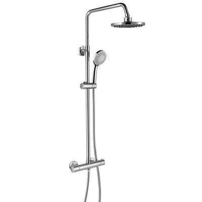 China Without Sliding Bar Bathroom Shower System Double Head Set Wall Mounted Thermostatic Bath Shower Set for sale