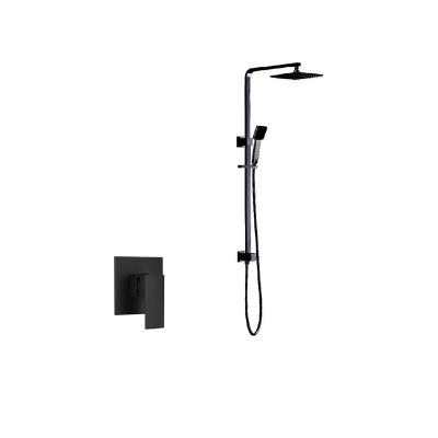 China With Slide Bar Rainfall Shower Column In 8 Inch Square Hand Held Slide Bar And Stainless Steel Shower 3-Setting Shower Head for sale