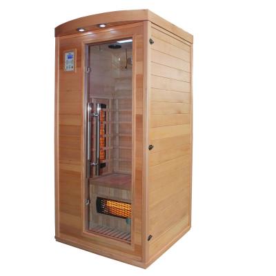 China Wooden Computer Control Panel 1 Person Full Spectrum Fitness Mini Sauna Room Therapy Cabin for sale