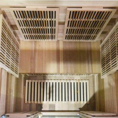 China Computer Control Panel 2 Person Steam Sauna Rooms Far Infrared Red Cedar Solid Wood Sauna With Carbon Heater for sale