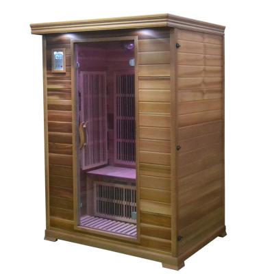 China Computer Control Panel Steam Sauna Rooms Far Infrared Red Cedar Solid Wood Sauna With Carbon Heater For 2 Person for sale