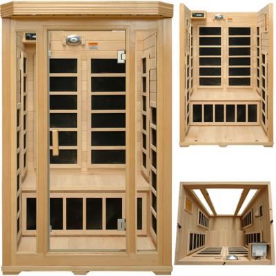 China Traditional Indoor Far Infrared Computer Control Panel Hemlock Solid Wood Steam Sauna Rooms With Carbon Heater For 2 Person for sale