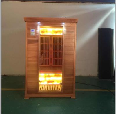 China Computer Control Panel 2 Person Hemlock Salt Bricks Sauna Himalayas Far Infrared Room And Red Cedar for sale