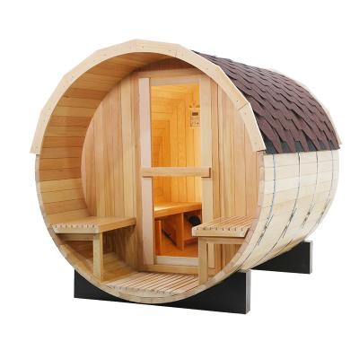 China New Style Computer Control Panel Pure Canadian Wooden Hemlock Room Outdoor Cabin Barrel Sauna For Sale for sale