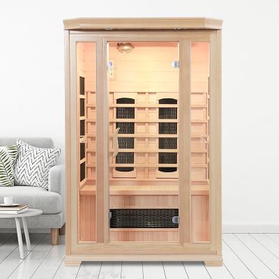 China Computer Control Panel Sauna Rooms Red Cedar 2 Man Hot Tub Far Infrared Sauna Portatil for sale