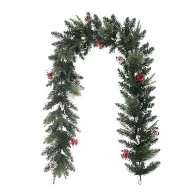 China Fireproof is available PVC Christmas Ornament Green Garland Decoration Artificial Red Berries Christmas wearth for sale